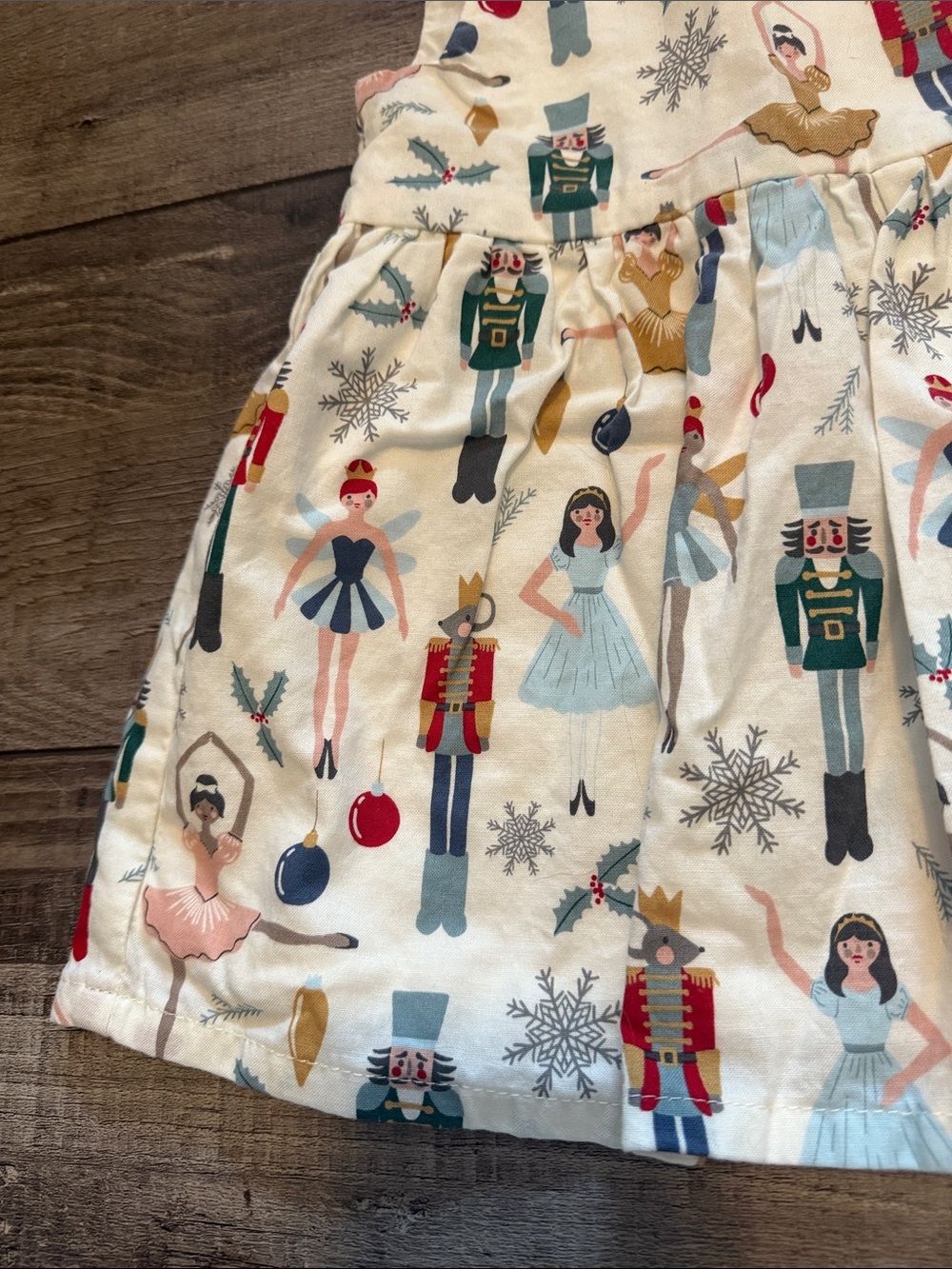 Cream Nutcracker Print Girls' Dress with Matching Bloomer - Picture 3 of 6